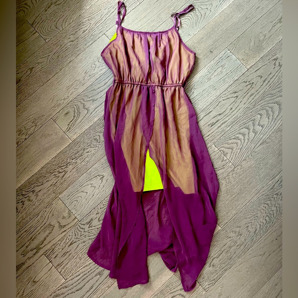 Katie purple & lime green maxi dress